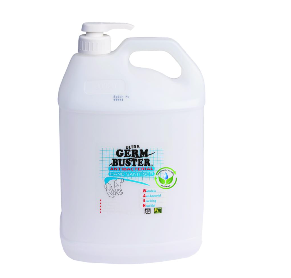 Barry Jackson Germ Buster Anti-Bacterial Hand Sanitiser Hospital Grade 70% Ethanol 5 Litre Pump Each