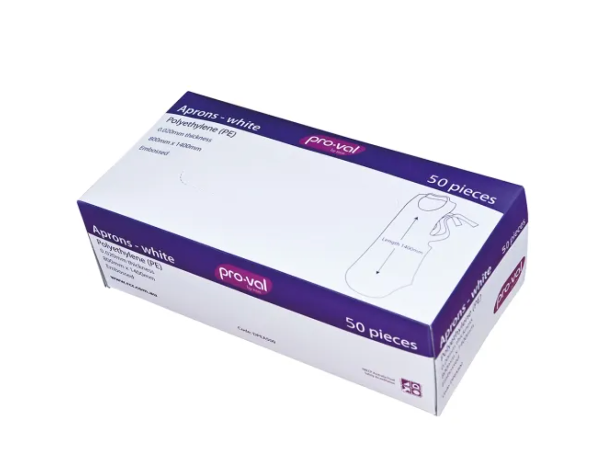 Medi-Pak Mediflex Ldpe Plastic Apron 1450mm White Box Of 100