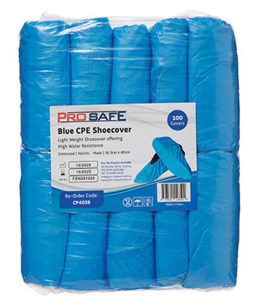 Pro Safe Disposable Shoe Cover CPE Blue Pack 100