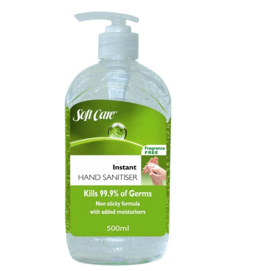 Soft Care Fragrance Free Hand Sanitiser 500ml Carton 12