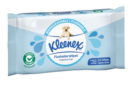 Kleenex Flushable Wipes Cotton Fresh Unscented 36 Pack CT 12 - case 12