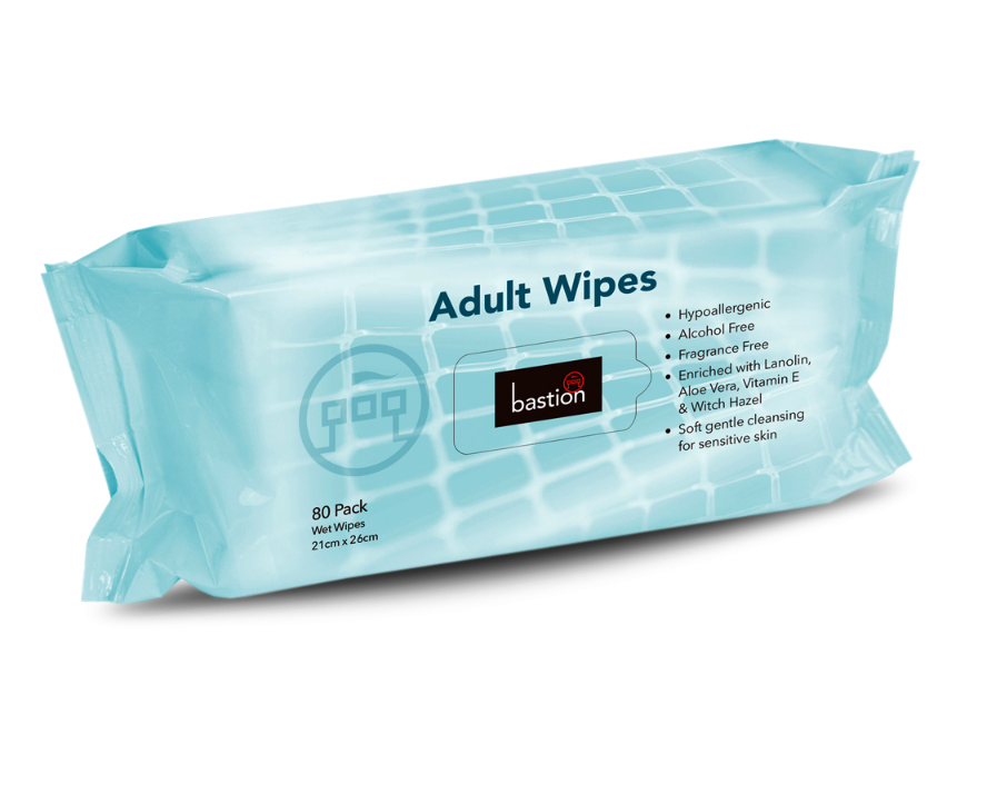 Bastion Hypo Allergenic Adult Wipes 21 x 26cm Pack 80