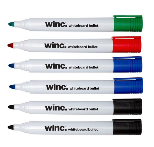 Whiteboard Marker Bullet Tip 1.5-3.0mm Assorted Set 6