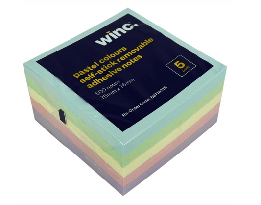 Self-stick Notes 76 X 76mm Pastel Assorted Colours Pack 18