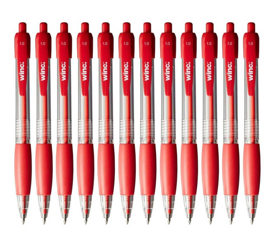 Retractable Ballpoint Pen Medium 1.0mm Red Box 12
