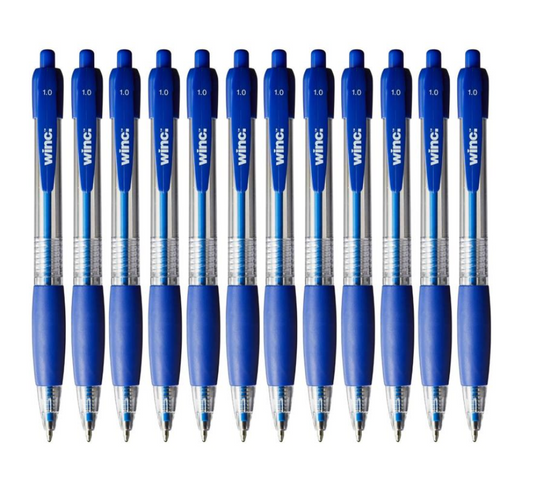 Retractable Ballpoint Pen Medium 1.0mm Blue Box 12