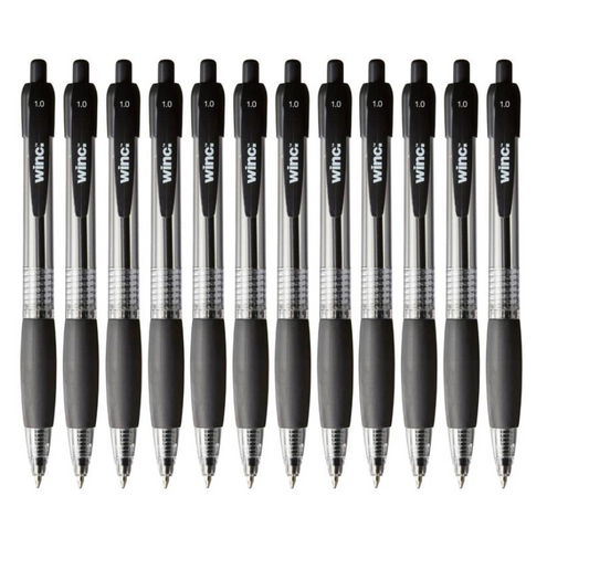Retractable Ballpoint Pen Medium 1.0mm Black Box 12/ pack 12