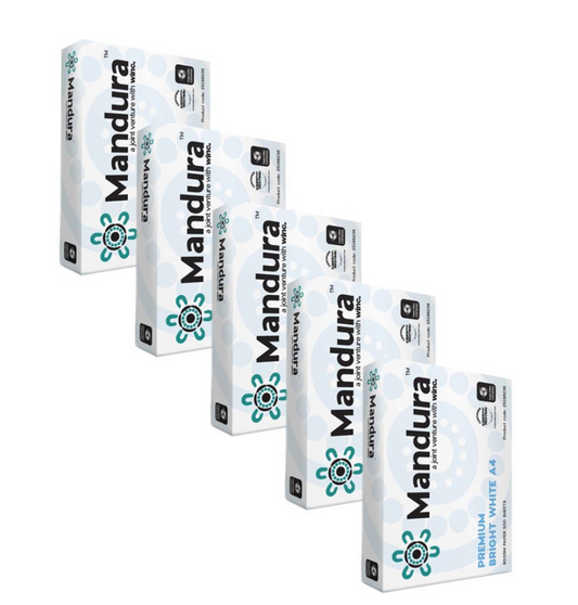 Mandura Bright White Carbon Neutral Copy Paper A4 80gsm Carton 5 Reams