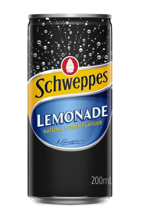 Schweppes Lemonade Slim Line Can 200ml Carton 24