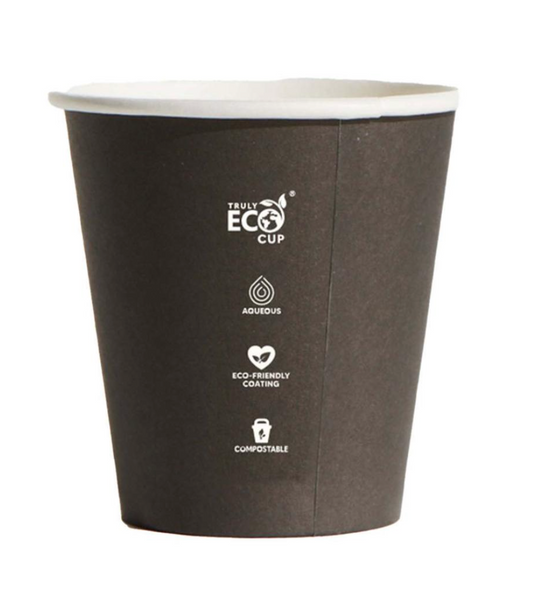 Truly Eco Single Wall Uni 90mm Coffee Cup Black 8oz Carton 1000