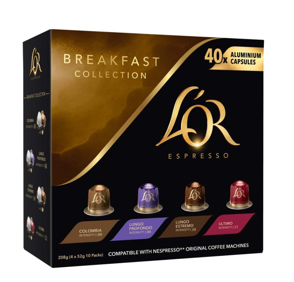 L'OR Espresso Coffee Capsules Breakfast Collection Box 40